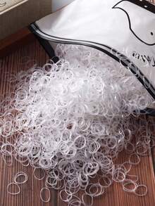 100/1000 Peças Elásticos Descartáveis Pretos Pequenos para Mulheres Prenderem seus Cabelos com Alta Elasticidade e Durabilidade. Elásticos - Multicolorido - Visão 4
