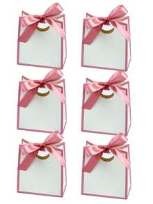 6pcs Small White Gift Boxes With Bow Ribbon 4.3 X 2.3 X 4.7 Inches (Approx. 11 X 6 X 12 Cm) Mini Paper Gift Boxes, Suitable For Candy, Jewelry, Wedding, Bride, Birthday, Baby Shower Gifts - View 9