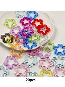 10/20/50pcs Colorful Transparent Hollow Pentagram Acrylic Star Pendants With Hole, DIY Keychain Charms Jewelry Making Accessories - Acrylic Star - View 8