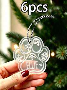 LICVIC Custom Paw Print Bone Christmas Ornament, Personalized Pet Name Tree Decor, Festive Snowflake Holiday Style, Customized Name Christmas Hanging Ornament, Customizable Pet Keepsake, Christmas Tree Decoration, Christmas Gift 2026, Pet Keepsakes, Family - White - View 7