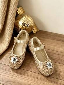 Girls' Bow Sweet Mary Jane Princess Shoes, Birthday Holiday Party Dress-Up Heels - Gold - View 4