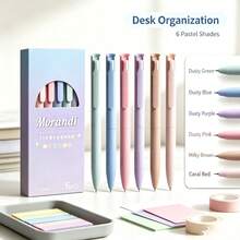 Set Pulpen Gel Tarik Seri Morandi Isi 6 Buah, Warna Campuran, Ujung Pena 0.5mm ST, Tinta Cepat Kering, Tulisan Halus, Pulpen Berwarna, Cocok untuk Bullet Journaling/Catatan/Menggambar, Perlengkapan Sekolah Anak Perempuan, Perlengkapan Sekolah, Alat Tulis Lucu, Perlengkapan Kuliah, Perlengkapan Kantor, Mahasiswa - Beraneka warna - View 7