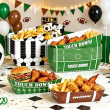 12/24pcs Football Theme Party Supplies/Paper Plates, Disposable Gift Box Paper Trays, Suitable For Football Theme Birthday Party And Decoration, 5lb Football Pattern Dinner Plates, Football Theme Paper Trays, Suitable For Game Day, Carnival, Birthday, Sports Theme Events, Party Decoration - Disposable Gift Box - View 1