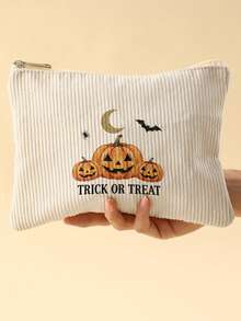1pc, Cosmetic Bag, Multi-Scenario Universal, Ultra-Large Capacity, Ultra-Lightweight Portable, Versatile Practical, Halloween Pattern Printed Toiletry Bag, Thick Corduroy Toiletry Cosmetic Bag, Cosmetic Pouch, Large Capacity Toiletry Bag, For Lipstick, Brushes, Skincare, Phone, Coins, Small Items, For Home, Gift, Vacation And Holiday Multi-Functional Use Teenager Toiletry Storage Bag - Multicolor - View 7