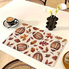 1/4/6pcs Autumn Series Football & Autumn Leaf Pattern Printed Placemats, Heat-Resistant Table Mats For Home Kitchen/Dining Table Protection, Kitchen Table Party Decor - Multicolor - View 12