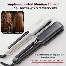 ANGENIL Professional Salon Flat Iron, Alat Pelurus dan Pengeriting Rambut 2-in-1. Dilengkapi Pelat Titanium Berlapis Grafena untuk Penataan Rambut yang Halus dan Bebas Kerusakan. Desain Tegangan Ganda, Pemanasan Cepat, dan Pengaturan Suhu yang Dapat Disesuaikan; Sempurna untuk Hadiah Liburan - Putih - View 2
