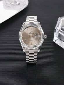 RICECGO A Men's Business Watch With A Round Dial And A Quartz Movement, Perfect For Everyday Wear And An Ideal Gift For Birthdays Or Special Occasions. - Silver - View 9