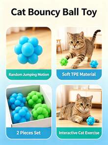 2/6/10/14pcs Two-Tone Pet Toy-A Candy-Colored, Elastic Rubber Ball; An Interactive Toy Suitable For All Cats And Small Dogs. An Ideal Gift For Close Friends Who Own Pets. - Multicolor - View 6