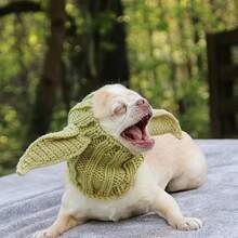 1pc Handmade Crochet Warm Dog Hat, New Pet Headwear For Autumn/Winter - Green - View 1