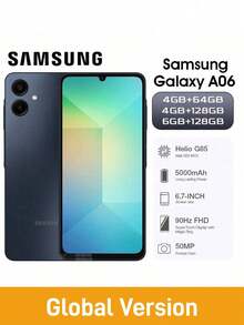 Samsung Galaxy A06 智慧型手機 4GB+64GB 全球版 4G LTE，Android 14 解鎖手機，5000mAh 大電池，50MP 相機，6.7 吋大螢幕手機，側邊指紋辨識，雙 SIM 卡，不含充電器 - 黑色 - 查看 13