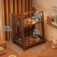 1pc Double Layer Bamboo Perfume Rack Desktop Organizer, Cosmetic Storage Rack, Display Stand, Painted Surface, Luxury Home Decor, Suitable For Kitchen Counter, Entryway, Coffee Corner, Dining Table, Bedroom And Vanity Storage And Organization - Brown - View 10