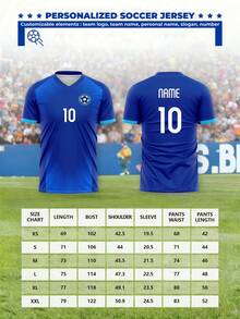 Jersey Tim Sepak Bola Liga Kustom Musim 2026-27, Logo, Nomor, Nama Tim, dan Nama Pemain yang Dapat Disesuaikan - Biru - View 2