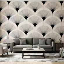 1 Roll Classic Fan-Shaped Self-Adhesive Vinyl Wallpaper, PVC Seamless Peel And Stick Decorative Film, Waterproof And Moisture-Proof Wall Sticker, Removable, Easy Installation, Durable, Suitable For Kitchen, Dining Room, Bedroom, Living Room, Furniture Renovation, Rental Home Decor, Pattern Aligned - Multicolor - View 9