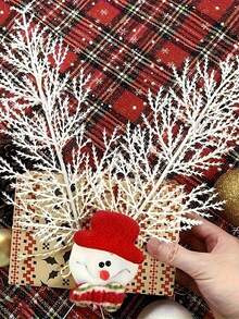20pcs/Set Artificial White Pine Branches, DIY Realistic Flexible Faux Pine Needle Plant Stems, Suitable For Christmas Tree/Wreath Decoration, Christmas Tabletop, Vase Filler, Centerpiece, Fireplace, Holiday, Wedding, Party Decor - Multicolor - View 9