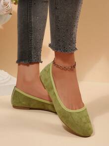 Solid Color Casual Flat Slip-On Shoes For Outdoor Summer - Green - View 7