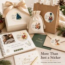 35-350pcs Custom Christmas Moon Name Stickers, Personalized Round Holiday Gift Labels, Whimsical Santa Reindeer Style, Customized Christmas Gift Stickers, Customizable Name Seals, Gift Wrapping Decor, Holiday Party Favors, Round Stickers, Family - Multicolor - View 6