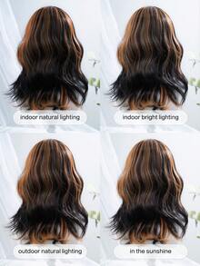 alicegarden 20-Inch Long Synthetic Wig Featuring A Natural Wavy Style In A A Stunning Multicolor. Designed With Bangs , This False Hairpiece Is Perfect For Ms Halloween Cosplay Daily Use, Offering A Natural And Natural Durable Wig Gift For Ladies. No Accessories - Multicolor - View 10