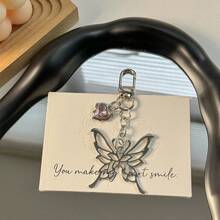 1pc Butterfly Keychain Hollow Heart Rhinestone Metal Bag Charm Pendant For Backpack Handbag Purse - Multicolor - View 10