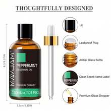 Minyak Esensial Peppermint 30ML/1.01Fl.Oz. dengan Pipet Kaca, MAYJAM 1 buah Peppermint Premium untuk Pembuatan Lilin dan Sabun, Diffuser, Pelembap Udara, Minyak Esensial untuk Lilin Natal Rumah, Aromaterapi, Perawatan Kulit, Aroma Tahan Lama - Permen - View 4