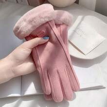 1 Pair Women's Autumn/Winter Warm Gloves, Touchscreen Responsive, Thickened Cushioning Windproof, Cute Style, Suitable For Students, Cycling And Daily Use - A - View 6