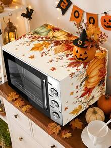 1pc 35x90cm Autumn Microwave Dust Cover, Polyester Material, Maple Leaf, Pumpkin, Berry, Sunflower Pattern, Dust-Proof And Stain-Resistant, Suitable For Kitchen, Bedroom, Garden Decoration, Perfect Thanksgiving Gift - Multicolor - View 8