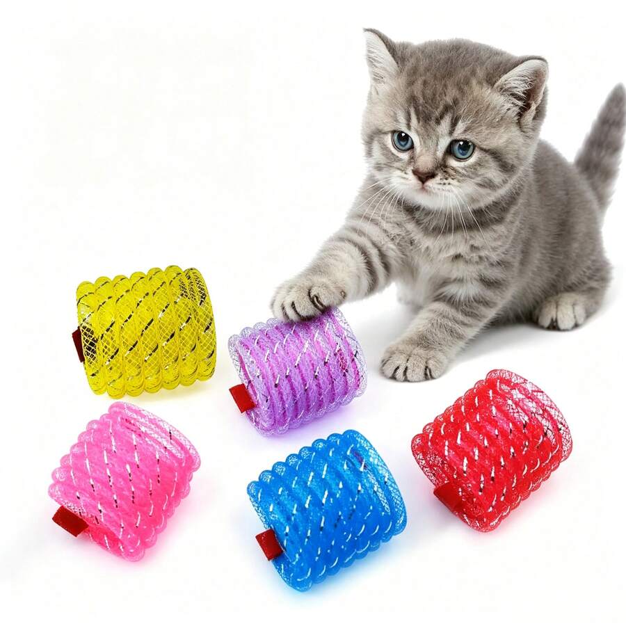 1/5 Colorful Spring Cat Toy, Durable Interactive Cat Spring Toy, Indoor Boredom Relief Kitten Toy, Pet Supplies, Suitable For Adult Cats And Kittens. - Multicolor - View 1