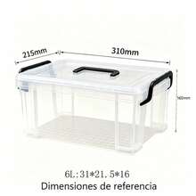 FICOZY Set 2 Cajas Almacenamiento 6L+12L Transparente con Asas Cierre Apilable para Hogar Oficina - 6L+12L - Ver 8