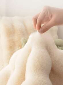 1pc Cream White Bubble Plush Rectangular Rug, Faux Rabbit Fur Carpet, Fluffy Sofa Throw, Holiday Decor, Sofa Decoration, Modern Minimalist Ins Style, Soft And Fluffy Touch, Smooth And Soft, Warm And Comfortable, Winter Warm Plush Rug, Fuzzy Skin-Friendly Material, Non-Slip Bottom, Low Shedding, Easy To Clean And Maintain, Machine Washable, Create Cozy Atmosphere, Suitable For Bedroom, Living Room, Hallway, Study - Cream White - View 6