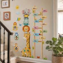 Large Photo Frame Height Measurement Wall Decal Cute Animal Growth Chart Wall Sticker, Height Ruler Decal With Photo Frame Design, Cartoon Jungle Wall Decor For Home Room Decoration - Wall Stickers - View 2
