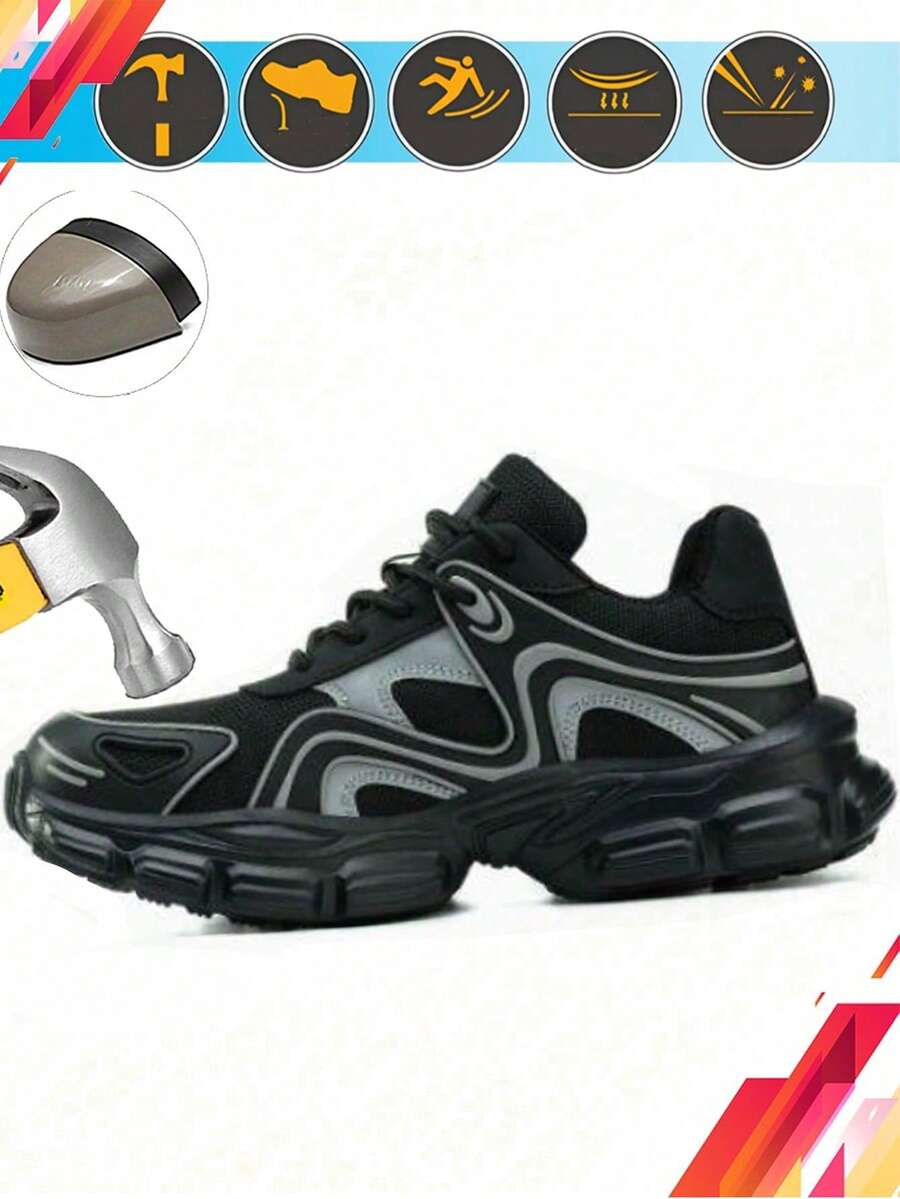 Dian Sen Sepatu Kerja Ujung Baja Unisex, Anti-Benturan dan Anti-Tusukan, Sepatu Pelindung Ringan, Cocok untuk Perlindungan Kerja Harian di Gudang dan Konstruksi