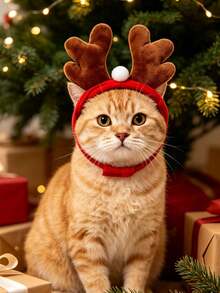 Christmas Reindeer Antlers Pet Headband With Adjustable Hook And Loop Strap; Decorative Accessory For Dogs And Cats. Suitable For Christmas Dress-Up, Holiday Parties, Holiday Pet Photography And Christmas Gifts For Pets. - Multicolor - View 5