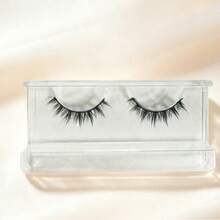 Pair Of Cartoon False Eyelashes, Natural And Slender, Soft Fiber, Cross Eyelash Design, Fine Black Eyelash Band, Comfortable And Non-Irritating; Reusable, Suitable For Daily Makeup, European And American Style - Black - View 7