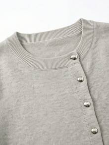 SEREN Cardigan Rajut Kancing Diagonal Warna Oatmeal Musim Gugur/Dingin, Sweater Lengan Panjang Leher Bulat Minimalis Lembut dan Serbaguna, Pakaian Sehari-hari - Yan - View 7