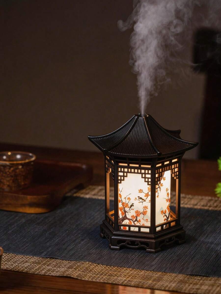 Chinese Style Mini Humidifier & Night Light - USB Portable Cool/Dry Mist Air Humidifier, Traditional Pagoda/Turtle Design, ABS Material Quiet Operation, Suitable For Home, Office, Car, Bedroom Humidifier, Ideal Gift - Gazebo Humidifier - View 1