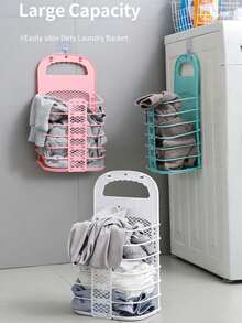 Large Dirty Clothes Hamper Wall-Mounted Bathroom Folding Laundry Basket Dormitory Clothes Storage Durable - Laundry Basket - View 3