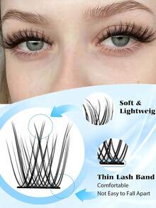 YIDUO 110Pcs Wispy C Curl Lash Clusters Individual Cluster Lashes Mixed Length 10‑16mm,Ultra‑Thin Soft Band DIY Eyelash Extensions, Cat Eye Round Eye Look,Reusable False Lashes For Beginners Daily Party Halloween Holiday Makeup Gift - Multicolor - View 3