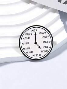 1 Pc Funny Clock MISS U Enamel Pin Creative Miss You Text Badge For Clothing Backpack Decor - Multicolor - View 8