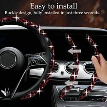 3pcs Steering Wheel Cover Accessories, Women's Car Accessories, Ladies' Car Decor, Durable ABS Material, Sweat-Proof And Non-Slip, Crystal Rhinestone Embellished Leopard Print Design, Essential Car Supplies And Tools, Car Interior Decoration - Leopard Print + Crystal Diamonds - View 4