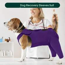 Dog Leg Recovery Suit, Thigh Wound Protection Sleeve, Suitable For Male And Female Dogs Recovery Sleeve, Post-Neuter/Spay Surgery Pet Recovery Bodysuit - Purple - View 6