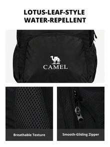 CAMEL CROWN Casual Sports Backpack, Outdoor Cycling Hiking Climbing Bag, Lightweight Travel Backpack - Black - View 3