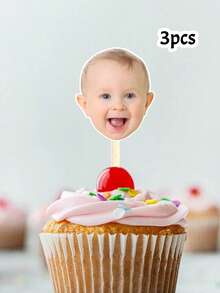 LICVIC Custom Photo Cupcake Toppers, Personalized Birthday Party Dessert Decor, Customized Picture Cake Decoration, Customizable Halloween Party Gift - Style a - View 10