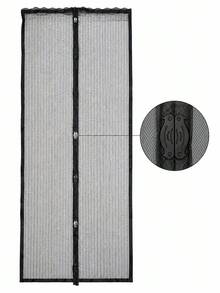 1pc White Striped Magnetic Sheer Curtain, Lace Embroidered Edge, Vertical Stripe Design, Multi-Functional Insect-Proof Room Divider Curtain, Suitable For Living Room Bedroom Kitchen, Self-Adhesive Washable Door Curtain - Multiple Styles and Colors - View 8
