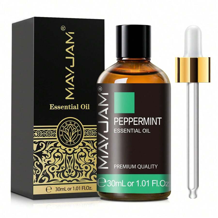 Minyak Esensial Peppermint 30ML/1.01Fl.Oz. dengan Pipet Kaca, MAYJAM 1 buah Peppermint Premium untuk Pembuatan Lilin dan Sabun, Diffuser, Pelembap Udara, Minyak Esensial untuk Lilin Natal Rumah, Aromaterapi, Perawatan Kulit, Aroma Tahan Lama - Permen - View 1