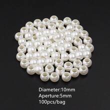 5-300顆乳白色ABS仿珍珠大孔珠 DIY手機鍊項鍊手鍊製作裝飾散珠 6-30mm - 米白色 - 查看 16