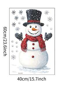 Self-Adhesive Snowman & Snowflake Wall Stickers, Removable PVC Plastic Decals With Cute Snowman, Red Scarf And Snowflakes, Asymmetrical Cut, Suitable For Doors, Mirrors, Peel And Stick Christmas Winter Decor - Multi-color - View 12