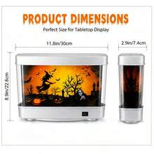 Halloween LED Simulation Aquarium Night Light, Fish Tank Shaped Desktop Lamp With Witch Pumpkin Pattern, Decorative Tabletop Light For Home Bedroom Halloween Party Decoration - Halloween Aquarium Light - View 2