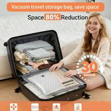 6pcs Black Vacuum Storage Bags With Manual Pump, Portable Luggage Compression Packing Bags, Space-Saving Travel Set, Black Premium Pattern, Suitable For Business Storage, Home Storage, Dorm Storage, Clothing Dust-Proofing - View 1