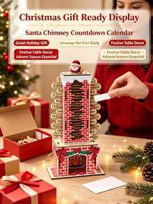 DIY Christmas Advent Calendar, Santa Claus Chimney Countdown Calendar Decoration, Interactive Christmas Desktop Decor, 24-Day Holiday Countdown Game, Christmas Tabletop Decoration, Creative Christmas Gift, Suitable For Family Holiday Fun - Multiple Styles - View 3