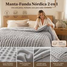 Polyester Duvet Cover 220x240cm With Zipper Closure, Multifunctional Plush Blanket For Bed And Sofa, Modern Solid Color Bedding - Grey - View 3