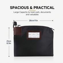 Tas Uang Tunai/Tas Setoran Bank Eagle yang Dapat Dikunci, Ukuran 10,82 x 8,2 x 1,38 Inci, Hitam - A - View 3